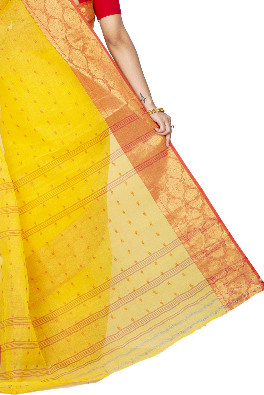 Yellow Pure Cotton Asmani Tant Saree (180)